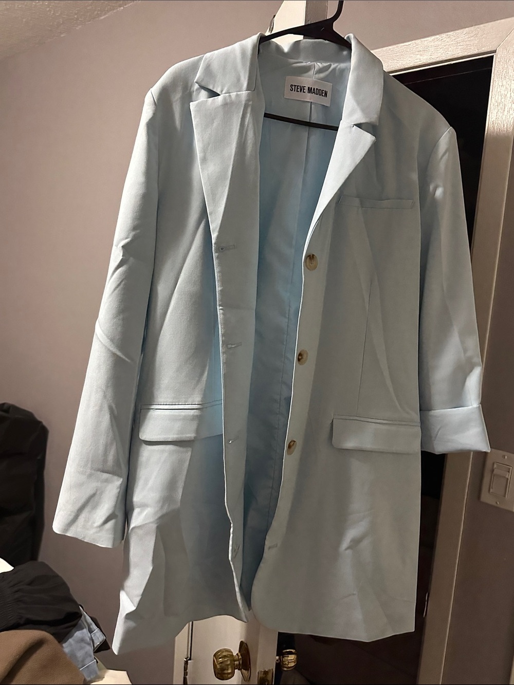 Steve Madden Pastel Blue Longline Blazer